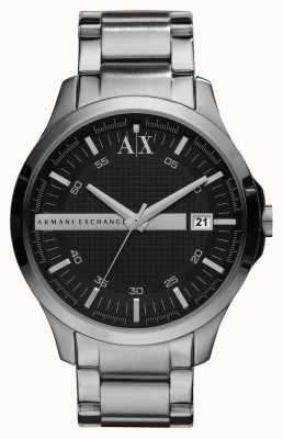 Armani Exchange Masculino | mostrador texturizado preto | pulseira de aço inoxidável AX2103