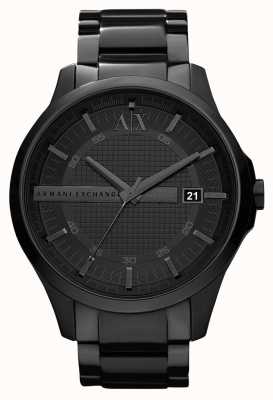 Armani Exchange Masculino | mostrador texturizado preto | pulseira preta pvd AX2104