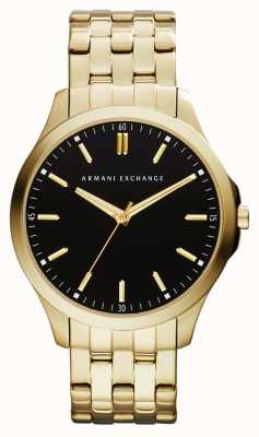 Armani Exchange Masculino | mostrador preto | pulseira de aço inoxidável de tom de ouro AX2145