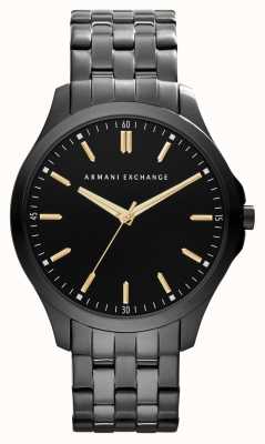 Armani Exchange Masculino | mostrador preto | pulseira de aço inoxidável cinza escuro AX2144