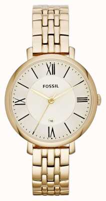 Fossil Jaqueline feminina | mostrador de ouro | pulseira de aço inoxidável de ouro ES3434