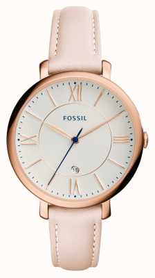 Fossil Jaqueline feminina | mostrador branco | pulseira de couro corado ES3988