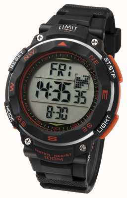Limit Relógio esportivo masculino com pulseira preta laranja 5485.66