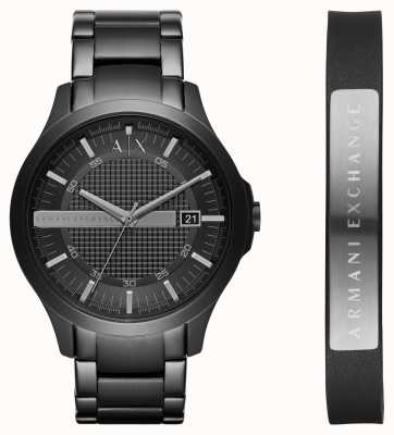 Armani Exchange Vestido masculino pulseira de aço preto relógio pulseira de couro presente AX7101
