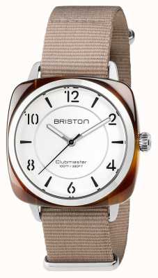 Briston Unissex clubmaster chique em acetato de aço bege com pulseira de nato 17536.SA.T.2.NT
