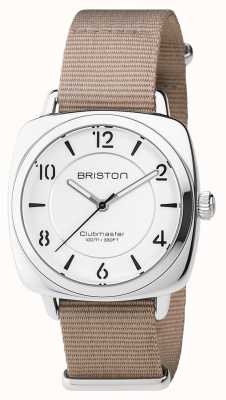 Briston Clubmaster unissex chique em aço bege com pulseira de nato 17536.S.L.2.NT