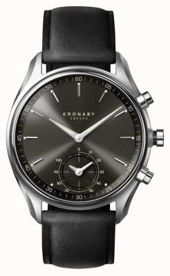 Kronaby 43mm sekel bluetooth mostrador preto / pulseira de couro a1000-0718 S0718/1