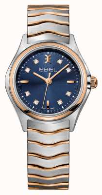 EBEL Relógio feminino de diamante com conjunto de dois tons azul 1216379