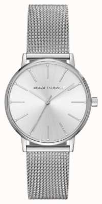 Armani Exchange Feminino | mostrador de prata | pulseira de malha de aço inoxidável AX5535