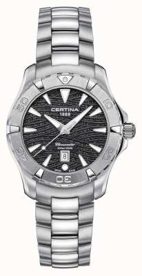 Certina Relógio feminino ds action 300m com pulseira de aço inoxidável e mostrador preto C0322511105109