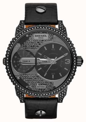 Diesel Relógio masculino com pulseira de couro preto mini papai DZ7328