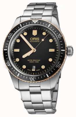 ORIS Divers sessenta e cinco automático (40 mm) mostrador preto / pulseira de aço inoxidável 01 733 7707 4354-07 8 20 18