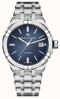 Maurice Lacroix Relógio automático com mostrador azul Aikon 42 mm em aço inoxidável AI6008-SS002-430-1