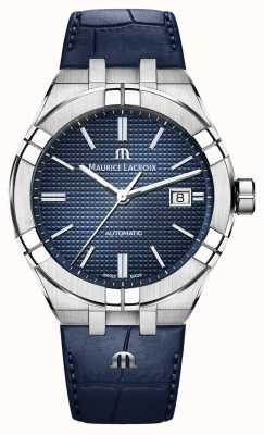 Maurice Lacroix Relógio de couro azul Aikon com mostrador automático AI6008-SS001-430-1