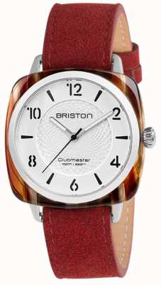 Briston Clubmaster elegante com pulseira vermelha e mostrador branco 18536.SA.BE.2G.LNR