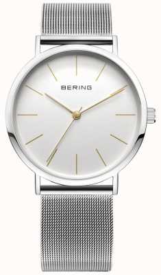 Bering Relógio de coleção clássico com pulseira de malha e resista de risco 13436-001