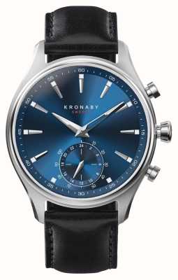 Kronaby Smartwatch híbrido Sekel (41 mm) mostrador azul / pulseira de couro italiano preto S3758/1