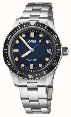 ORIS Divers sessenta e cinco automático (36 mm) mostrador azul / pulseira de aço inoxidável 01 733 7747 4055-07 8 17 18