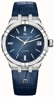 Maurice Lacroix Aikon automático (39mm) mostrador clous de paris azul / couro azul AI6007-SS001-430-1