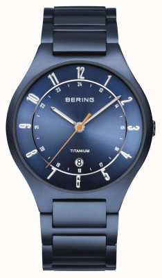 Bering Masculino | titânio | mostrador azul | pulseira azul 11739-797