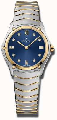 EBEL Clássico do esporte feminino | mostrador azul | pulseira de aço inoxidável 1216446A