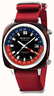 Briston Edição limitada do Clubmaster gmt | automático | pulseira de nato vermelha 19842.SA.T.P.NR
