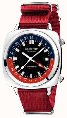 Briston Edição limitada do Clubmaster gmt | auto | pulseira de nato vermelha 19842.PS.G.P.NR