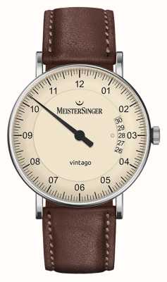 MeisterSinger | vintago masculino | automático | couro marrom | mostrador creme | | VT903