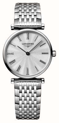 LONGINES Elegância clássica pulseira de prata | rosto branco | L42094716
