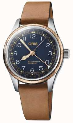 ORIS Grande ponteiro de coroa data automático (40 mm) mostrador azul / pulseira de couro marrom 01 754 7741 4365-07 5 20 58