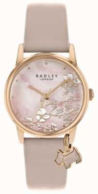 Radley Florais botânicos | pulseira de couro nude | mostrador floral rosa | RY2884