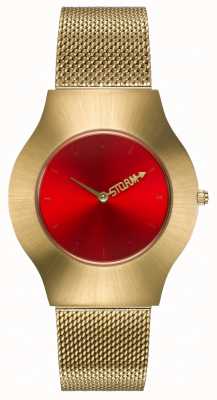 STORM | nova malha de íon ouro vermelho | pulseira de malha de ouro | mostrador vermelho | 47453/GD