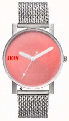 STORM | nova explosão v2 malha vermelha | pulseira em malha de prata | mostrador vermelho | 47457/R