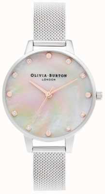 Olivia Burton | mostrador demi mop com detalhe de parafuso | pulseira em malha de prata | OB16SE07