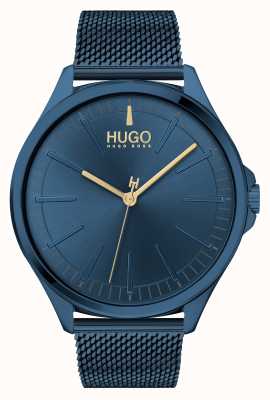 HUGO #smash | pulseira em malha de aço azul | mostrador azul | 1530136