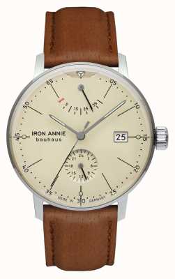 Iron Annie Bauhaus | automático | pulseira de couro marrom claro | mostrador bege 5060-5