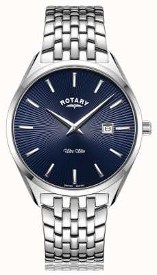 Rotary Relógio ultrafino com mostrador azul prata GB08010/05