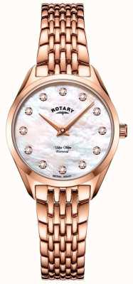 Rotary Relógio ultrafino feminino com pulseira de ouro rosa LB08014/41/D