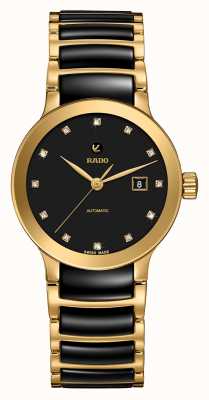 RADO Bracelete pvd masculino centrix automático de diamantes em preto e ouro R30080762