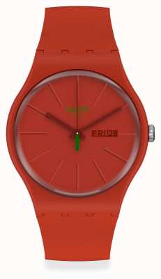 Swatch Redvremya | pulseira de plástico vermelho | mostrador vermelho SO29R700
