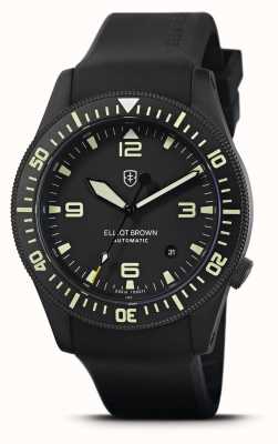 Elliot Brown Holton automático | pulseira de borracha preta | mostrador preto | 101-A10-R06