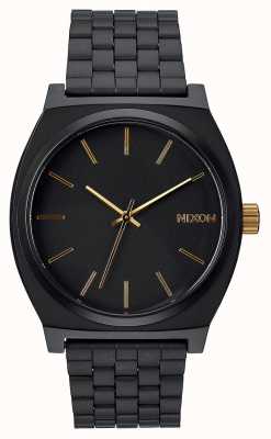 Nixon contador de tempo | preto fosco / dourado | pulseira de aço ip preto | mostrador preto A045-1041-00