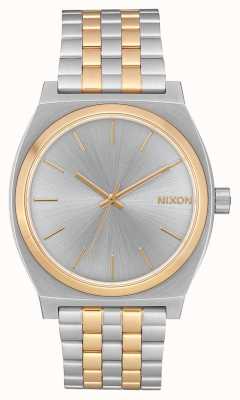Nixon contador de tempo | prata / ouro | pulseira de aço de dois tons | mostrador prateado A045-1921-00
