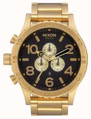 Nixon 51-30 crono | todo ouro / preto | pulseira ip em ouro | mostrador preto A083-510-00