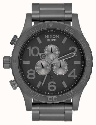 Nixon 51-30 crono | todo gunmetal | pulseira de aço metálico | mostrador de metal A083-632-00