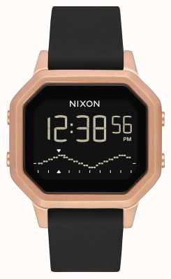 Nixon Siren ss | ouro rosa / preto | digital | pulseira de silicone preta A1211-1098-00