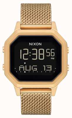 Nixon Siren milanese | todo ouro | digital | pulseira de malha de aço ip ouro A1272-502-00