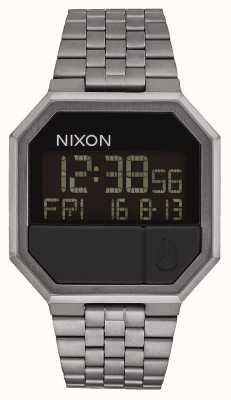 Nixon Executar novamente | todo gunmetal | digital | pulseira de aço ip metal A158-632-00