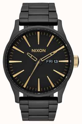 Nixon Sentry ss | preto fosco / dourado | pulseira de aço ip preto | mostrador preto A356-1041-00