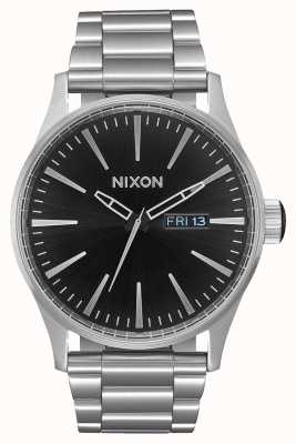 Nixon Sentry ss | raio de sol preto | pulseira de aço inoxidável | mostrador preto A356-2348-00